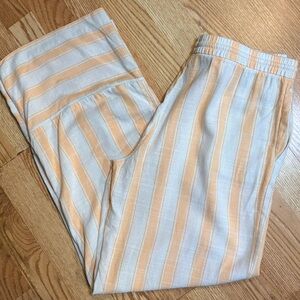Divided Orange and White Striped Wide Leg Pants